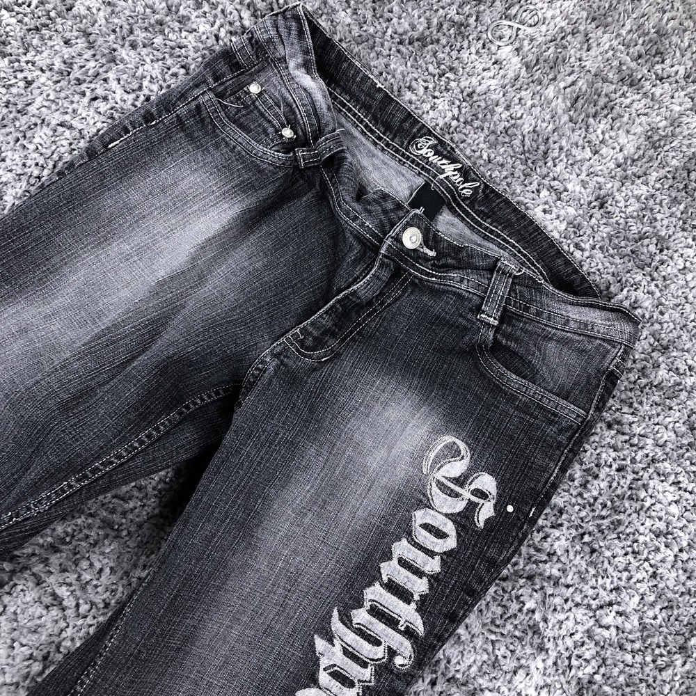 Southpole Jeans Juniors 11 Gray Bootcut Charcoal Wash Embroidered Wings Logo - Picture 2 of 11